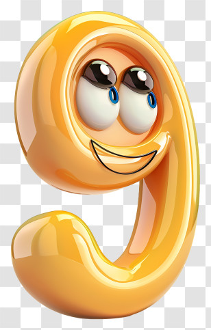 3d Cartoon Number - Smiling Number 9 Cartoon Character Transparent PNG