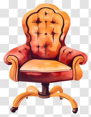 Armchair - Orange Tufted Armchair Design Transparent PNG