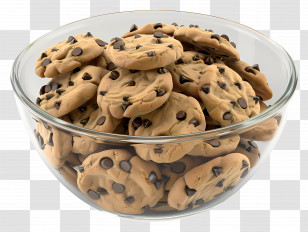 Chocolate Chip Cookies - Bowl Filled With Chocolate Chip Cookies Transparent PNG
