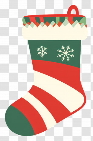 Christmas Socks - Classic Green And Red Christmas Stocking Transparent PNG