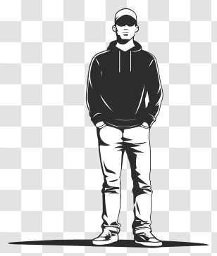Man Standing - Man In Simple Hoodie Silhouette Illustration Transparent PNG