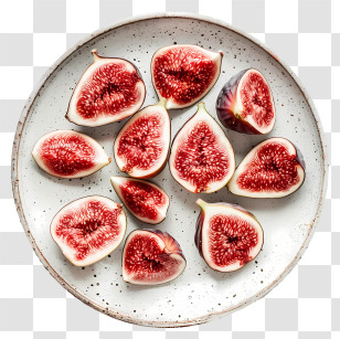 Sliced Figs - Fresh Sliced Figs On Ceramic Plate Transparent PNG