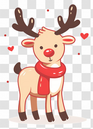 Christmas Reindeer - Reindeer With Red Scarf Transparent PNG