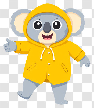 Cartoon Koala - Koala In Yellow Raincoat Transparent PNG