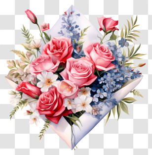 Pink Roses - Beautiful Floral Bouquet With Roses In Elegant Design Transparent PNG