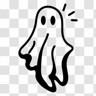 Halloween Ghost - Black And White Ghost Cartoon Illustration For Halloween Transparent PNG
