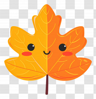 Single Leaf - Smiling Cartoon Autumn Maple Leaf Transparent PNG