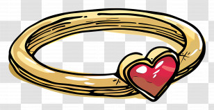 Wedding Ring - Gold Heart Ring For Love Transparent PNG