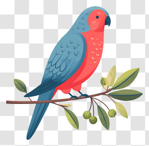 Australian Parrot - Colorful Parrot On Branch Transparent PNG