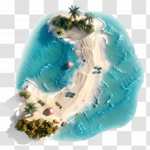 Beach - Tropical Island With Beach And Ocean Transparent PNG