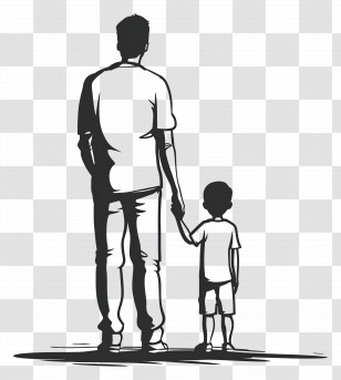 Father And Son Outline - Father And Child Silhouette Transparent PNG