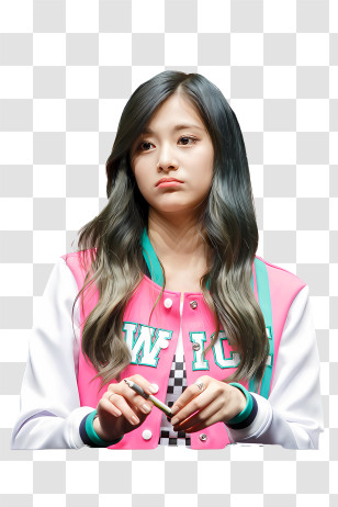 Twice - Pink Jacket With Long Hair Transparent PNG