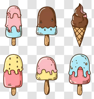 Ice Cream Cones - Cartoon Ice Cream And Popsicle Illustrations Transparent PNG