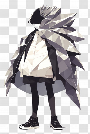Anime Girl - Geometric Cloaked Figure Transparent PNG