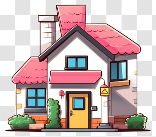 Cartoon House - Cute Doodle House With Red Roof Transparent PNG