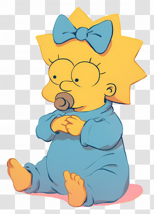 Maggie Simpson - Cartoon Baby In Blue Outfit With Pacifier Transparent PNG