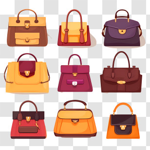 Handbag Day - Stylish Collection Of Colorful Handbags Transparent PNG