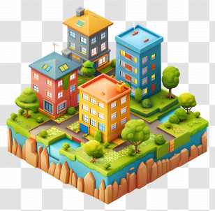 Land Real Estate - Colorful City Block Illustration Transparent PNG