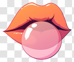 Lips Blowing Bubblegum - Lips Blowing Bubble Gum Transparent PNG