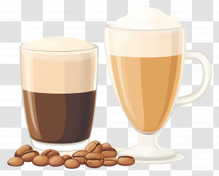 Cappuccino Coffee - Coffee And Latte In Transparent Glasses Transparent PNG