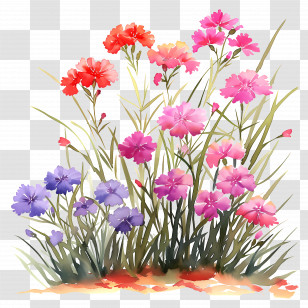 Flower Garden - Colorful Flower Garden In Bloom Transparent PNG