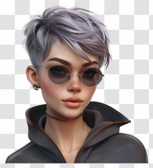 Edgy Super Short Pixie Cut - Cool Person With Sunglasses And Short Hair Transparent PNG