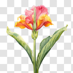 Canna Indica - Vibrant Watercolor Flower Illustration Transparent PNG