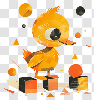 Cartoon Baby Duck - Cute Baby Duck Illustration With Geometric Shapes Transparent PNG