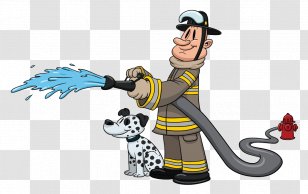 Firefighter Fire Engine Birthday Hose - Cartoon - Dog And Firefighters Transparent PNG
