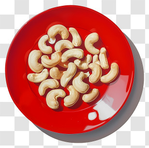 Cashew - Cashew Nuts On A Red Plate Transparent PNG