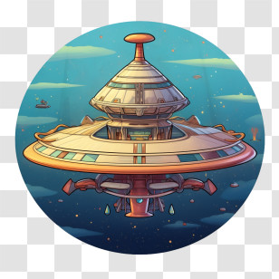 Flying Saucer - Futuristic Space Station Transparent PNG