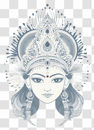 Navratri - Illustration Of Goddess Durga Maa Transparent PNG