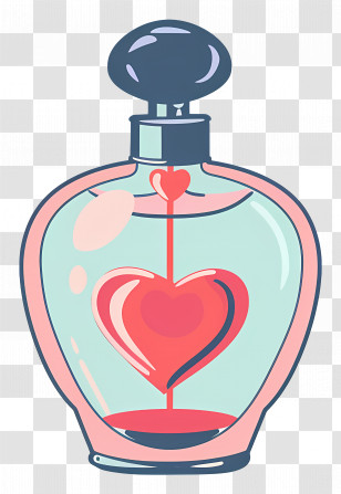 Perfume Bottle - Love Perfume Bottle With Heart Design Transparent PNG