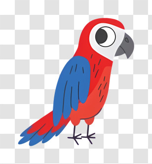 Bird Parrot - Cartoon Parrot With Blue And Red Feathers Transparent PNG