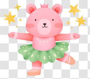 Cute Bear Doing Ballet - Pink Bear Ballerina Transparent PNG