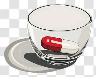 Red And White Pill In A Glass Bowl - Red And White Pill In A Glass Bowl Transparent PNG