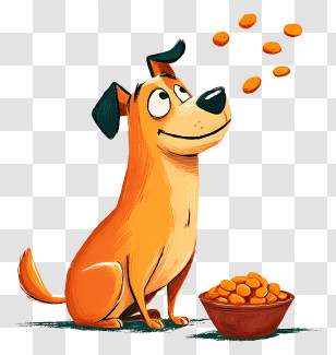 Dog Food - Orange Dog With Food Bowl Transparent PNG