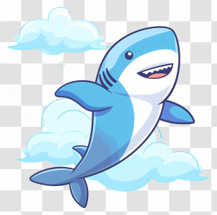Cute Shark - Cartoon Shark With Happy Expression Transparent PNG