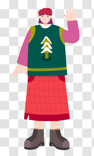 Plaid Skirt - Person In Christmas Sweater Transparent PNG