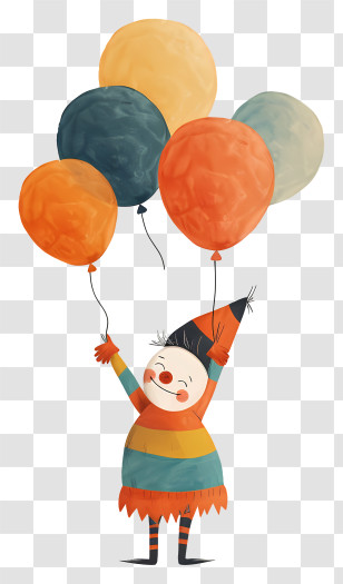 Clown With Balloons - Cartoon Clown Holding Colorful Balloons Transparent PNG