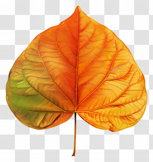 Bodhi Tree Leaf - Beautiful Orange Autumn Leaf Illustration Transparent PNG