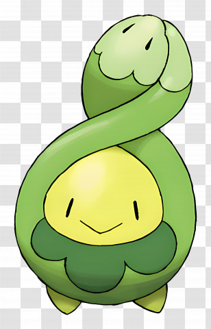 Budew - Green Cartoon Character With Leaf Transparent PNG