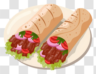 Lamb Shawarma - Two Shawarma Wraps On A Plate Transparent PNG