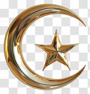 Golden Crescent - Golden Crescent Moon And Star Icon Transparent PNG