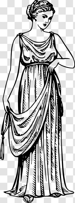 Ancient Greek - Greek Woman In Traditional Dress Drawing Transparent PNG
