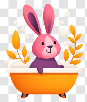 Bunny In Bathtub - Pink Rabbit In A Bathtub Transparent PNG