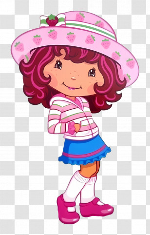 Strawberry Shortcake - Cute Cartoon Girl With Strawberry Hat Transparent PNG