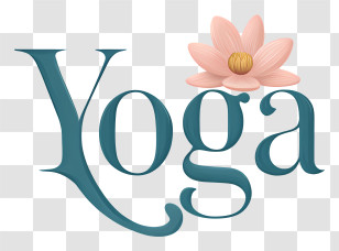 Yoga Logo - Yoga Text With Lotus Flower Transparent PNG