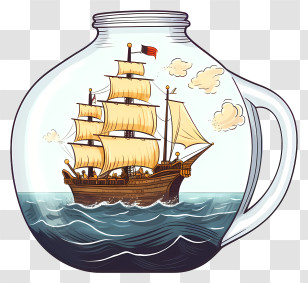 Sailing Ship In A Bottle - Vintage Ship In A Bottle Transparent PNG