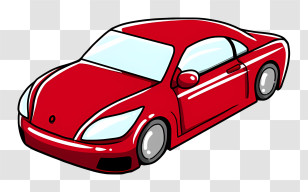 Icon - Red Modern Car Illustration In Cartoon Style Transparent PNG